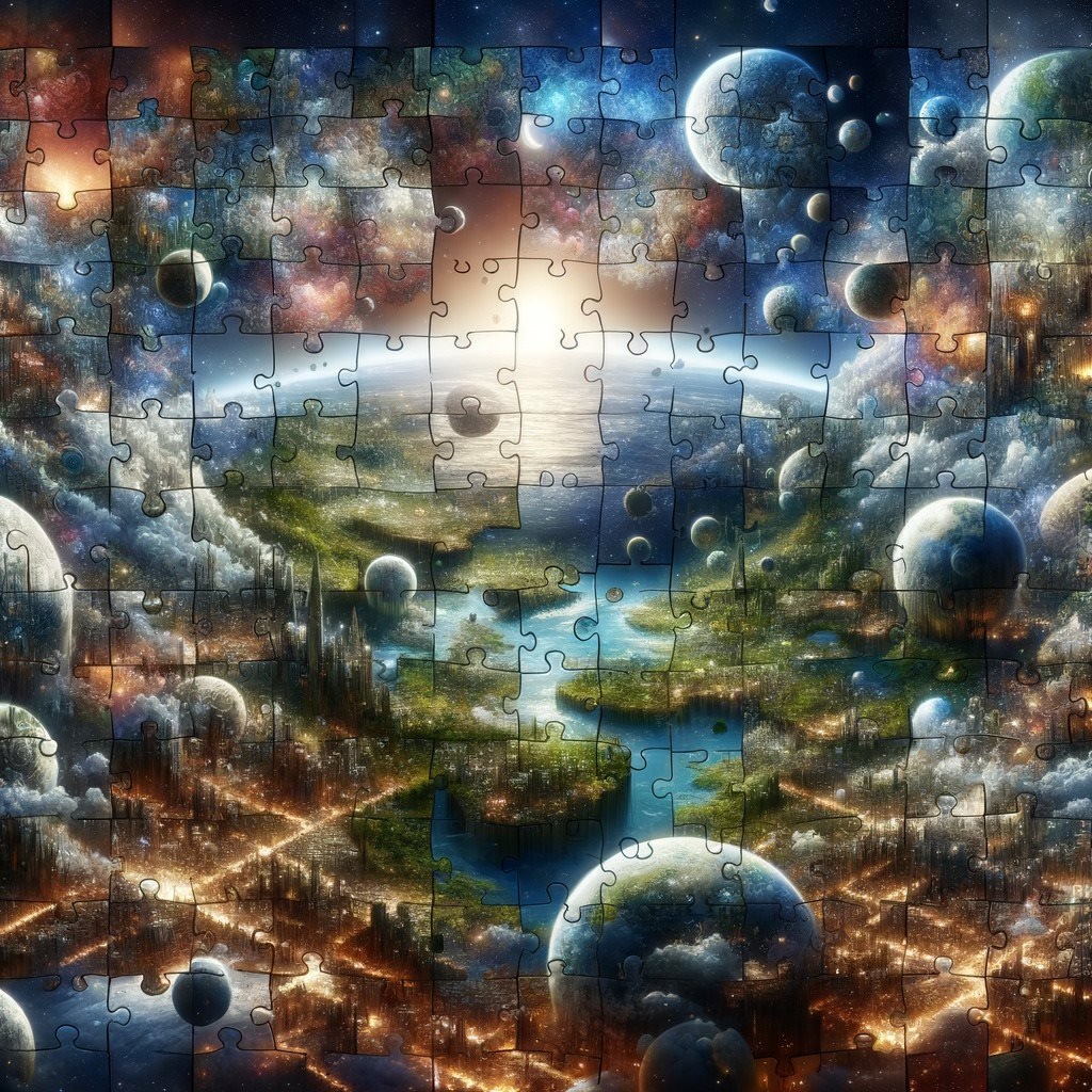 Worldbuilding i settingi - grafika z układanką multiversum